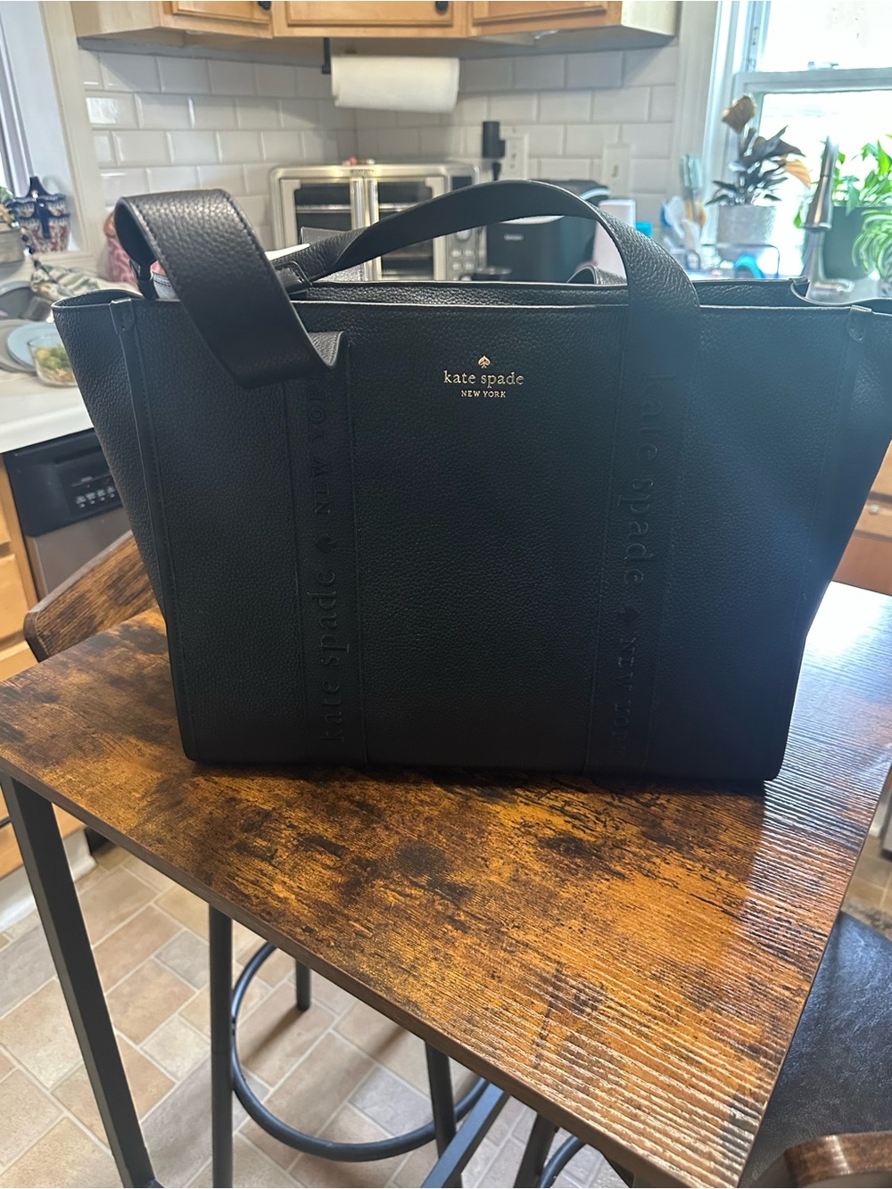 kate spade Black Pebbled Leather Laptop Tote
